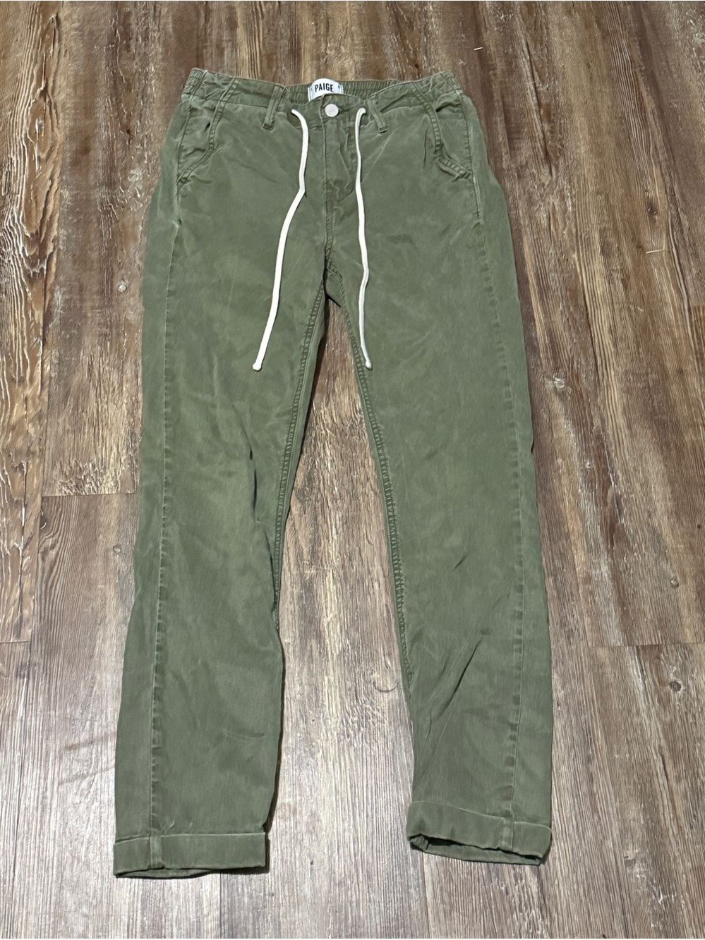 Paige Christy Pants Women's 25 High Rise Slim Straight in Vintage Coastal Green